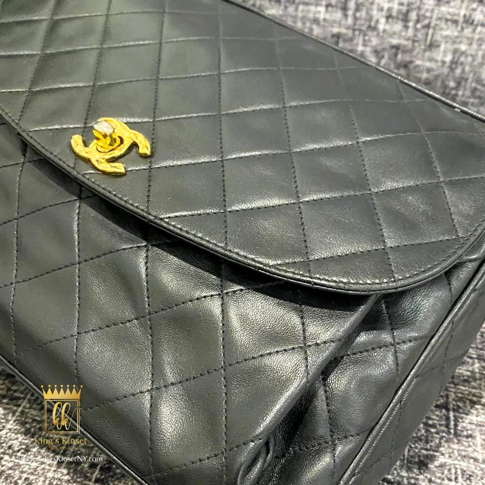 Chanel Vintage 90's Black Caviar Quilted Classic Flap Crossbody Shoulder Bag - Picture 15 of 15